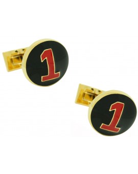 Gemelos para camisa Skultuna Racer Dorado - Negro