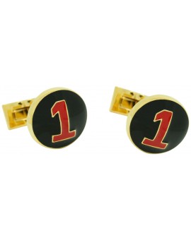 Gemelos para camisa Skultuna Racer Dorado - Negro 2