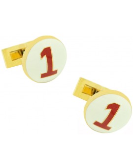 Gemelos para camisa Skultuna Racer Dorado - Blanco