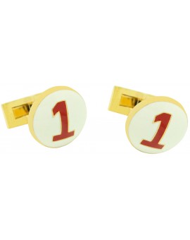 Gemelos para camisa Skultuna Racer Dorado - Blanco 2