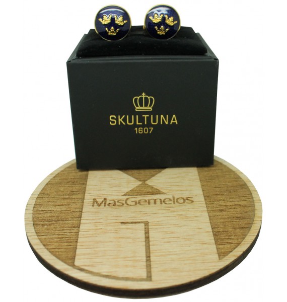 gemelos personalizados skultuna azul con tres coronas