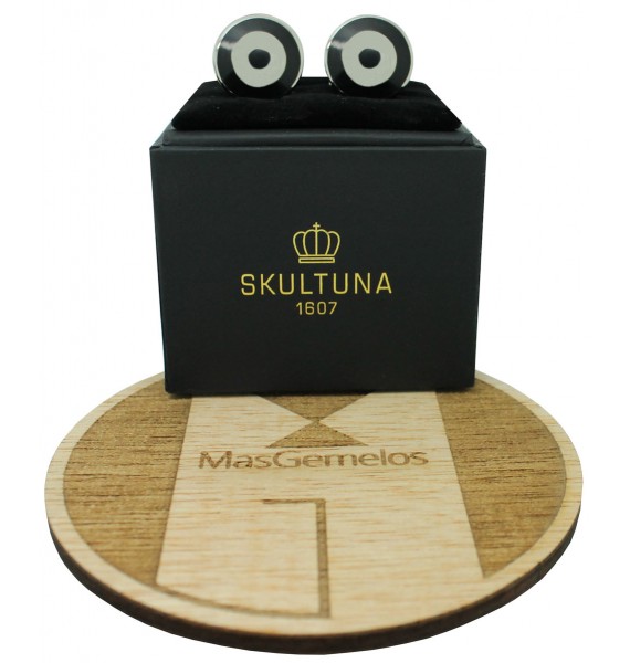 Silver Bomber Skultuna Cufflinks - Black/White