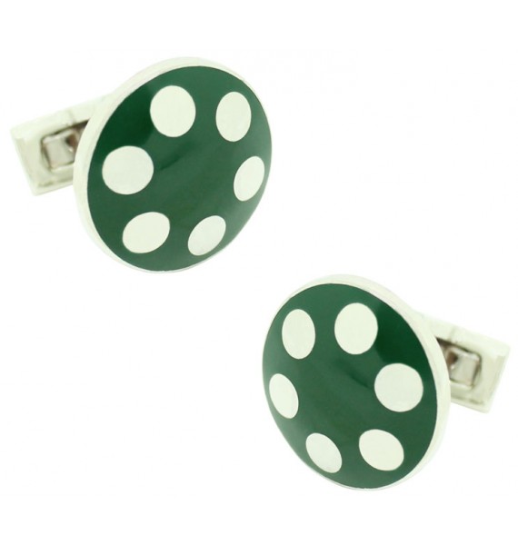 Silver Balls Skultuna Cufflinks - Green