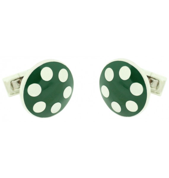 Silver Balls Skultuna Cufflinks - Green