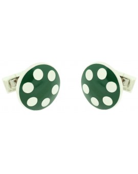 Silver Balls Skultuna Cufflinks - Green