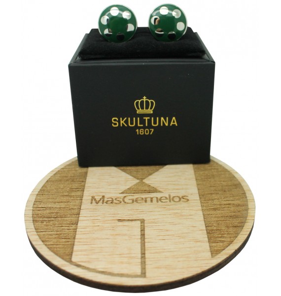 Silver Balls Skultuna Cufflinks - Green