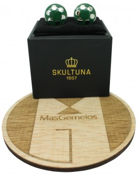 Silver Balls Skultuna Cufflinks - Green