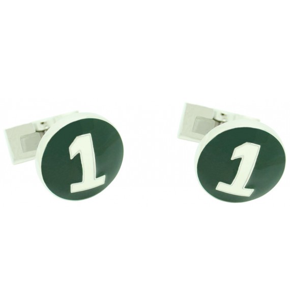 Silver Racer Skultuna Cufflinks - Green 