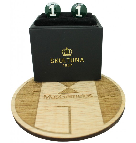 Silver Racer Skultuna Cufflinks - Green 