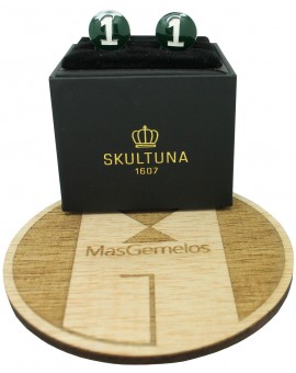 Silver Racer Skultuna Cufflinks - Green 