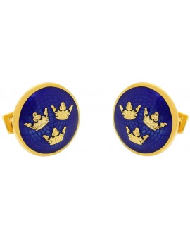 Golden Three Crowns Large Skultuna Cufflinks  2
