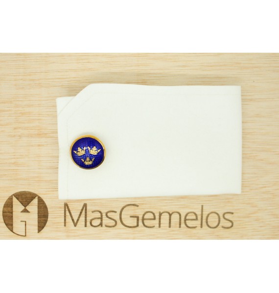 Golden Three Crowns Large Skultuna Cufflinks 