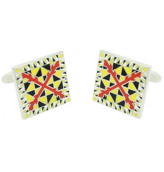 bandera española tercio amarillos viejos en gemelos de camisa