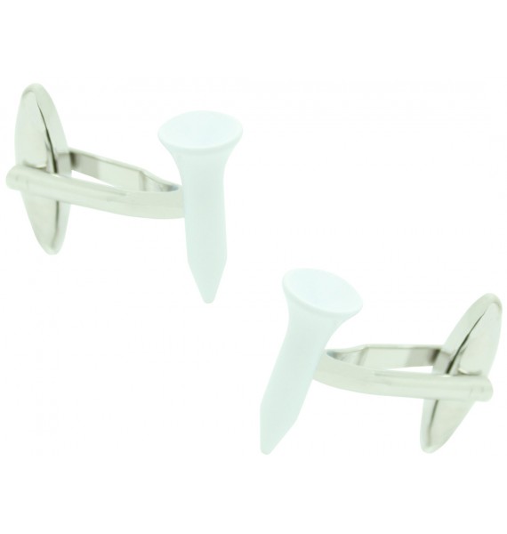 White Golf Tee Cufflinks 