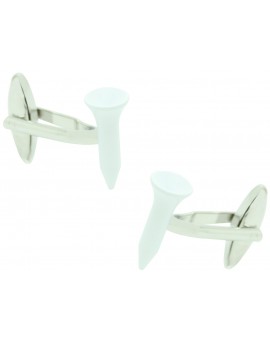 White Golf Tee Cufflinks 