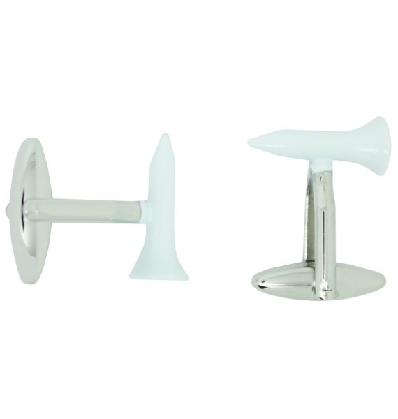 White Golf Tee Cufflinks 