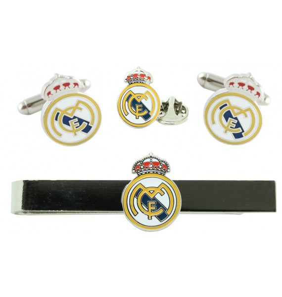 Pack Gemelos camisa, Pisacorbatas y Pin Real Madrid 