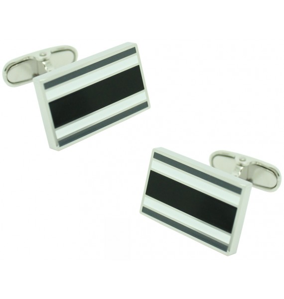 Gemelos para camisa Rectangular Negro y Blanco Tommy Hilfiger