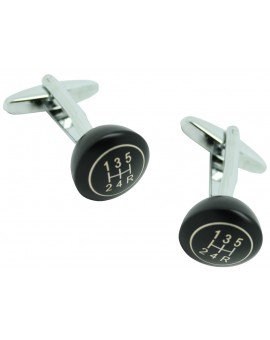 3D Gear Lever Black Cufflinks 