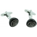 3D Gear Lever Black Cufflinks 
