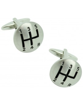 3D Silver Plated Gear Lever Cufflinks 