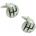 3D Silver Plated Gear Lever Cufflinks 