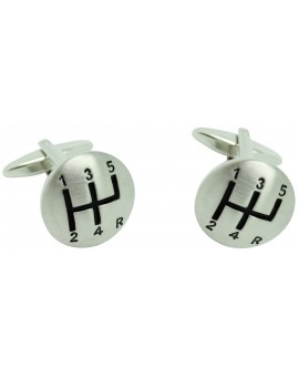 3D Silver Plated Gear Lever Cufflinks  2