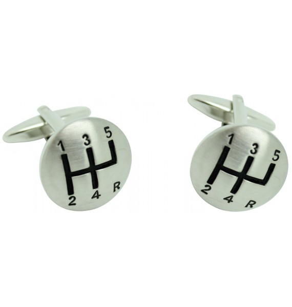3D Silver Plated Gear Lever Cufflinks 