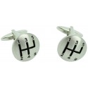 3D Silver Plated Gear Lever Cufflinks 