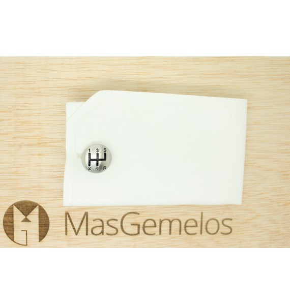 Gemelos camisa Palanca de Cambios 3D Plateada