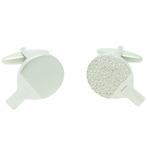 Gemelos camisa Raqueta Ping Pong Plateada