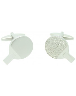 Gemelos camisa Raqueta Ping Pong Plateada