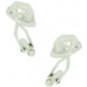 Silver Construction Helmet Cufflinks 