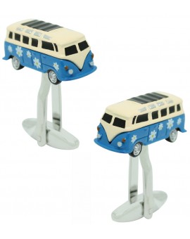 gemelos para camisa furgoneta hippie azul
