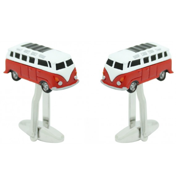 gemelos para camisa furgoneta roja hippie