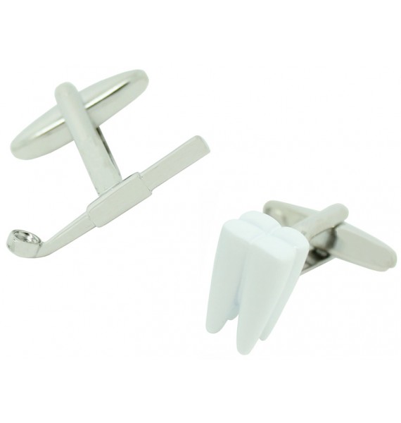 Gemelos para camisa Muela y Espejo Dental Blanco