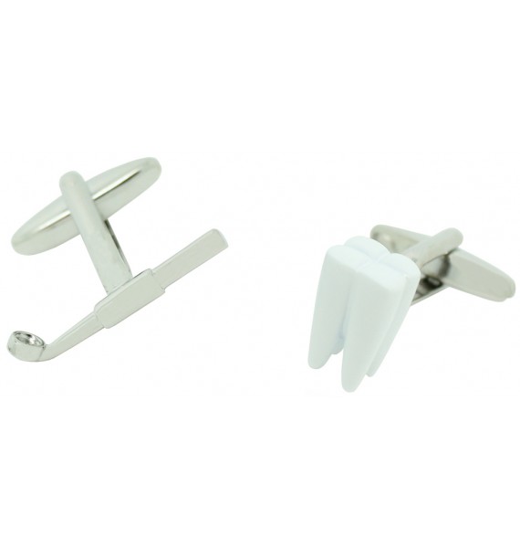 gemelos personalizados muela blanco y espejo dentista