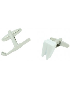 gemelos personalizados muela blanco y espejo dentista