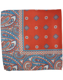 Pañuelo de bolsillo rojo dibujos en seda