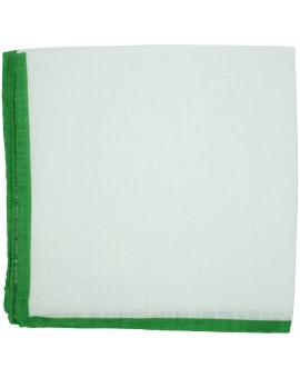 White pocket square with green border