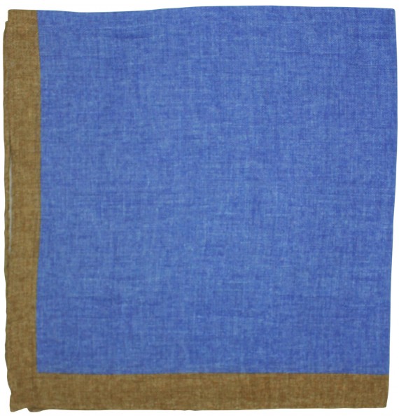 Blue pocket square with brown border