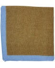 Brown pocket square with light blue border
