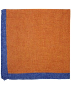 Orange pocket square with blue border