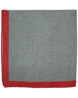 Grey pocket square with red border