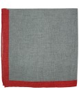 Grey pocket square with red border