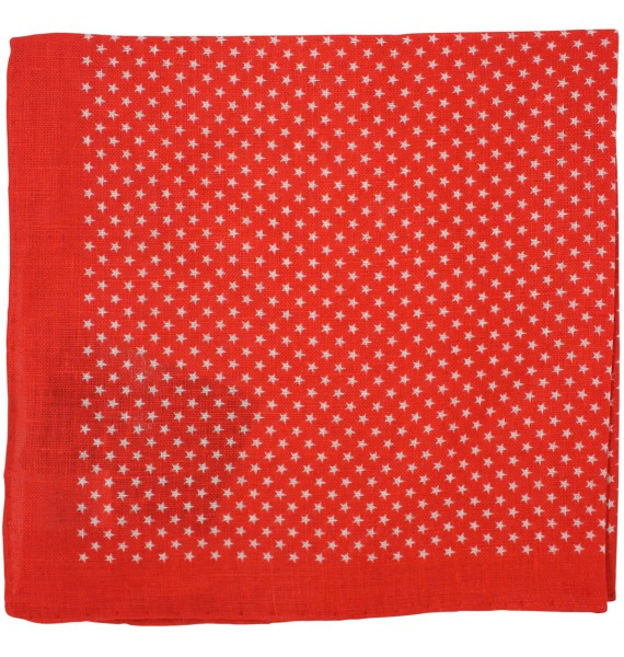 Red pocket square with white printed stars