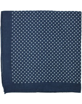 Navy blue pocket square with white printed stars
