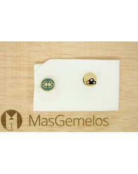Gemelos para camisa Skultuna Llave Doble - Verde