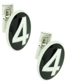 Gemelos para camisa Skultuna Serie Número 4 en blanco y negro