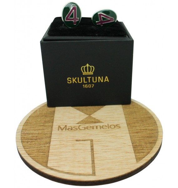 Number 4 Series Skultuna Cufflinks - Purple and green
